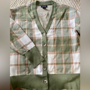 Green plaid cardigan